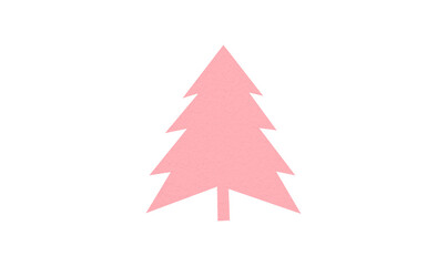Fototapeta premium A cute pink Christmas tree made of paper is placed on a transparent background.