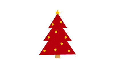 Fototapeta premium A cute red Christmas tree made of paper is placed on a transparent background.