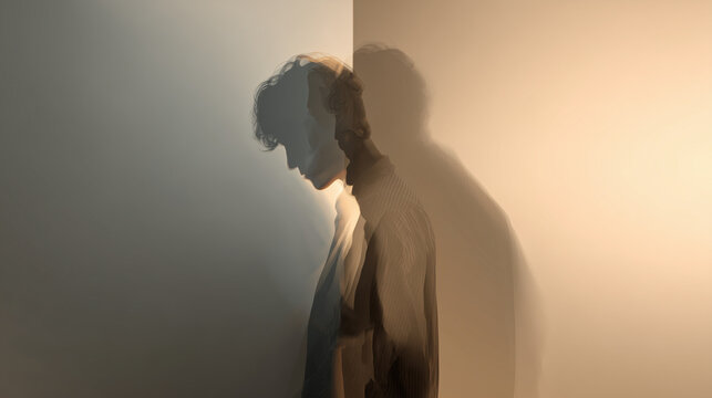 うつ アイデンティティ喪失の抽象シルエット