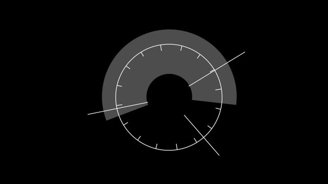 Futuristic Circular Meter Graphic with Segmented Display A stylized or gauge with a dark grey arc an