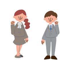 Obraz premium Illustration of a man and a woman in suits