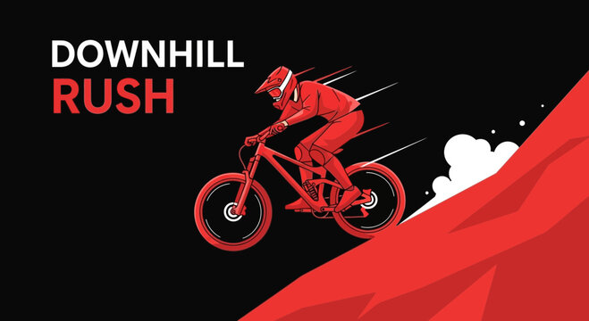 Downhill Cycling: A Dramatic Illustration Depicting Speed and Intense Adventure on a Mountain