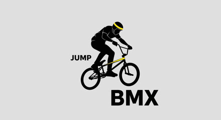 Naklejka premium Dynamic Bmx Rider Silhouette Captures The Thrill Of Extreme Cycling And Aerial Jumps