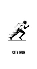 Obraz premium Dynamic City Runner Silhouette: Capturing Urban Energy and Speed in Monochrome Design