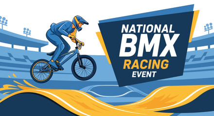 Naklejka premium Dynamic BMX Rider Competes in National Racing Event Championship