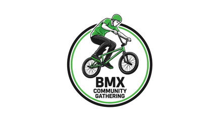 Naklejka premium Dynamic Bmx Rider In Action Celebrating Community Gathering Event