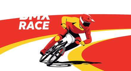 Naklejka premium Dynamic Bmx Rider In Motion On Vibrant Track