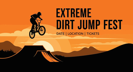 Naklejka premium Dynamic Extreme Dirt Jump Festival Announcement Poster Design