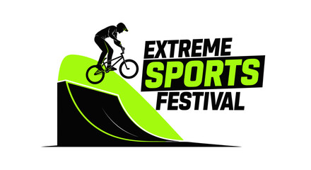 Naklejka premium Dynamic Extreme Sports Festival Graphic With BMX Rider
