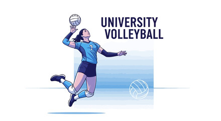 Fototapeta premium Dynamic Female Athlete Performing A Volleyball Serve Displayed In Artistic Illustration