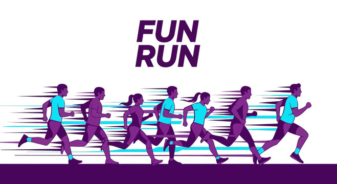 Dynamic Fun Run Event With Diverse Runners Motion Blur Effect Vibrant Colors