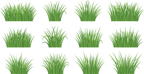 Green Grass Tuft Collection with Natural Lawn Plants, Garden Elements, and Fresh Vegetation Clusters for Landscape Design Vector Illustration Set © MDSOBUJ