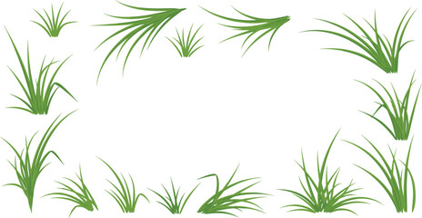 Green Grass Border Frame with Natural Lawn Plants, Botanical Elements, and Decorative Vegetation Edges for Garden Design Vector Illustration © MDSOBUJ