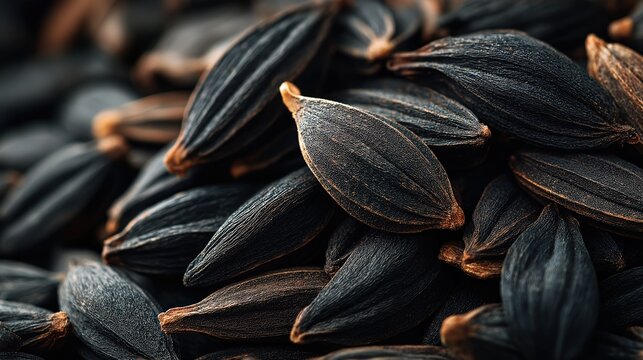 Nigella Sativa Black Cumin Seeds Extreme Macro Close-up Detailed Surface Texture