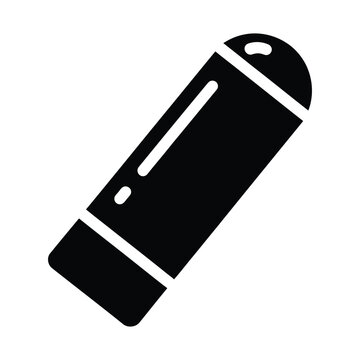 Lip balm tube icon solid black glyph minimalist design isolated on white