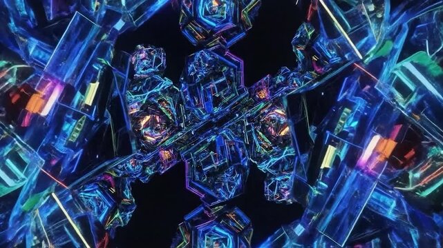 Vibrant Crystal Formations in Dark Space.