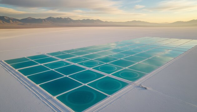 Lithium evaporation ponds in the Atacama salt desert