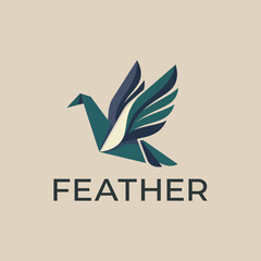 Fototapeta premium This logo presents a stylized feather design, symbolizing freedom and elegance, crafted in a modern geometric style that speaks to contemporary aesthetics.