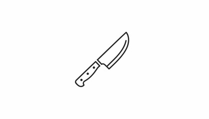 Fototapeta premium Simple Line Art Icon of a Kitchen Knife on White Background