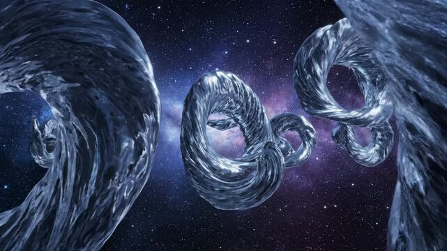 Futuristic Space Aliens in Deep Space with Nebula Background