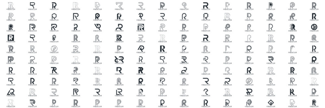 collection abstract creative letter R logo vector, bussines logo letter R	