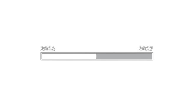 Progress Bar Showing Transition from 2026 to 2027, Representing Time Passing and Future Planning