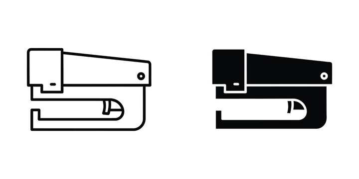 Black and white illustrations of staplers in open and closed positions