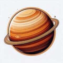 Obraz premium Stylized planet with rings, in a cartoon-like style
