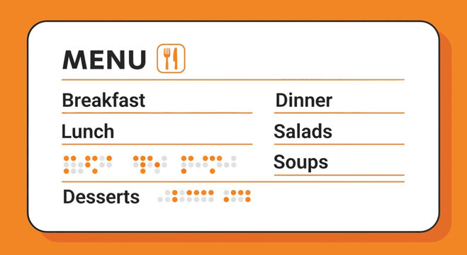 Restaurant Menu Sign Featuring Braille For Visually Impaired Customers Design