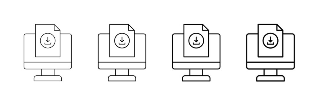 File Download Icons Vector Set In Different Stroke Line Style