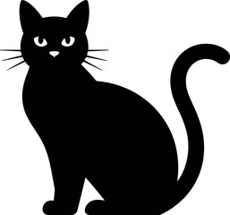 Black cat silhouette illustration with minimalist feline design in vector style © MstAduri