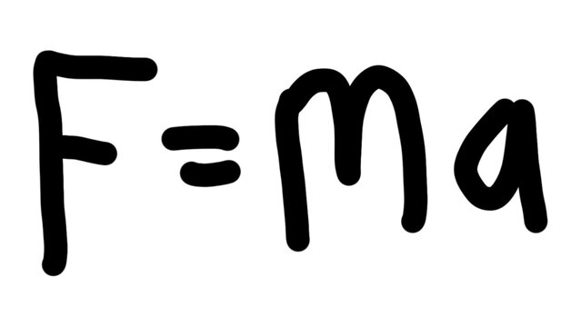 Newton Second Law of Motion Physics Formula Handwritten Illustration