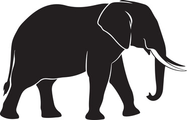 Fototapeta premium Black Elephant, Elephant Silhouette, Wildlife Icon isolated on Transparent Background