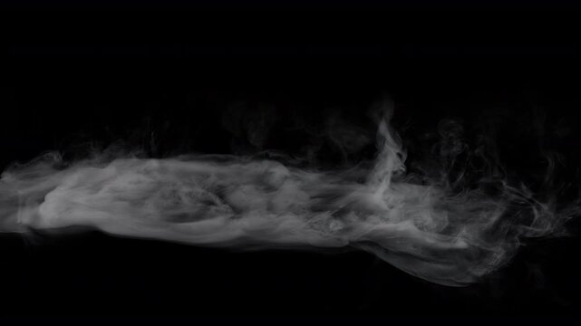 Super Slow Motion Shot of Mist Floating Over The Surface Isolated on Black Background at 1000fps.