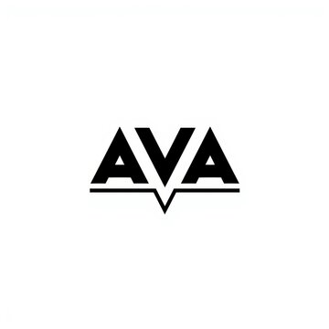 Minimalist typographic logo design featuring the word ava with a sharp geometric underline element