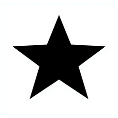 Fototapeta premium A simple black five pointed star shape isolated against a plain white background for design use