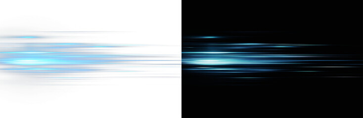 High speed blue lens flare with horizontal light streaks and motion blur for futuristic technology background or cinematic energy transition  © theladydarina