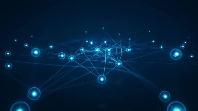 Blue Glowing Bubbles on Dark Background for Abstract Concept Design