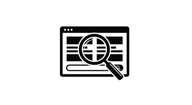 Search, magnifying glass, browser window, icon, web search, vector symbol