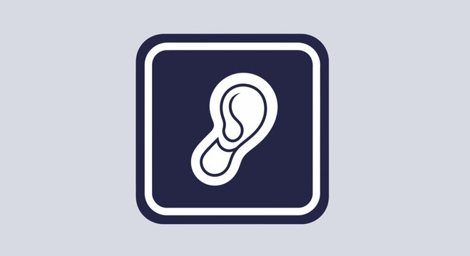 Symbolic Ear Icon Within Square Frame Representing Hearing and Sound Concepts