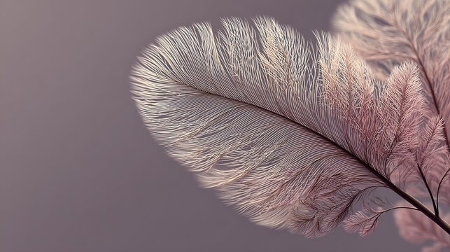 Delicate macro feather details. soft pastel colors. and elegant wispy textures on a subtle backgro