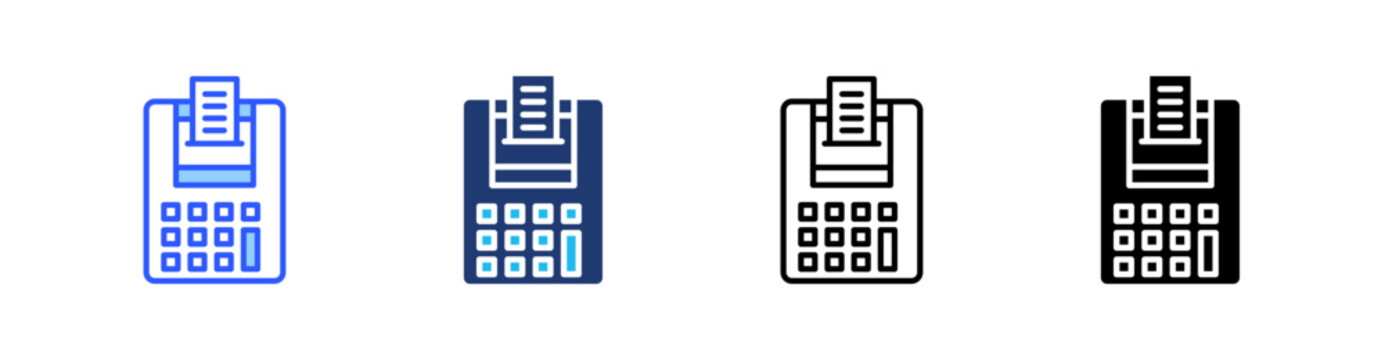 Adding Machine Multi Style Icon Set Vector 