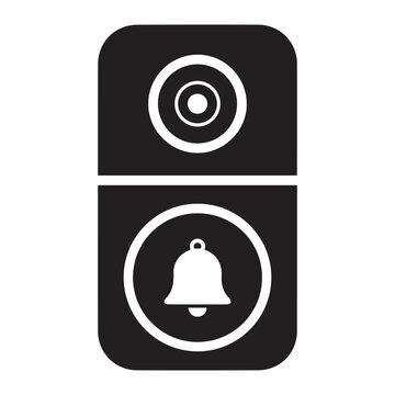 Modern Doorbell icon with a camera and bell button Icon Silhouette vector black design on a white background