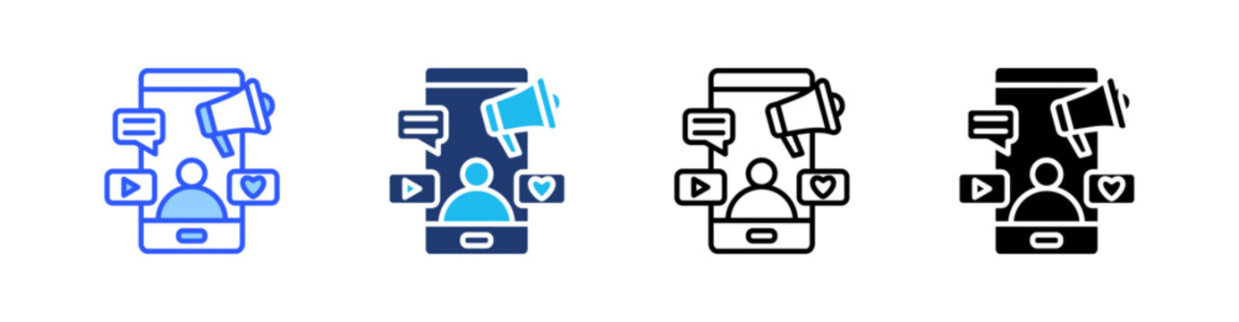 Influencer Multi Style Icon Set Vector 