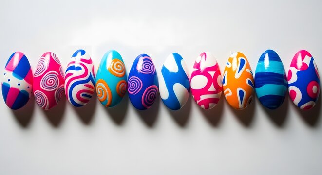 Vibrant nail art designs in various colors and patterns