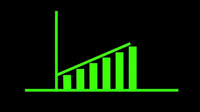 Business growth concept in graph chart animation. Infographics Business graph with rising arrow icon. Arrow up graph icon animation. Upward trend business growth