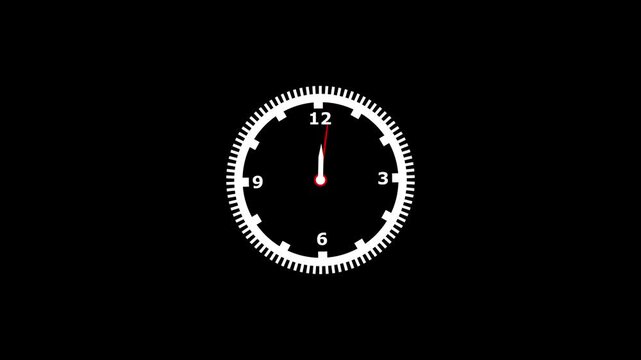 abstract beautiful wall clock animation background, digital analog clock animated white background, Clock icon 4k Animation. black color counting down circle clock animation on white background.