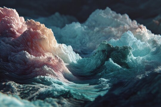 Abstract crystalline peaks forming a digital topographic landscape