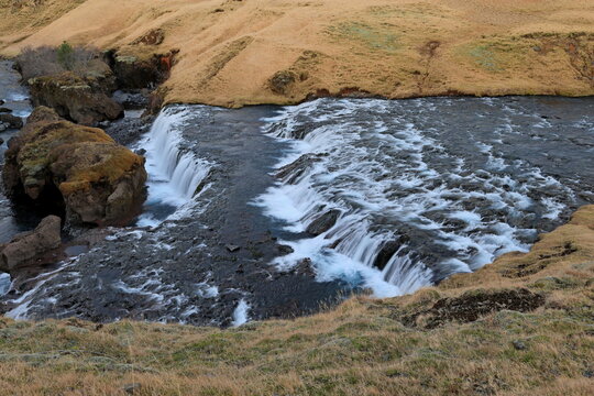 Hestava&eth;sfoss, a waterfall upstream of Skogafoss in south Iceland  