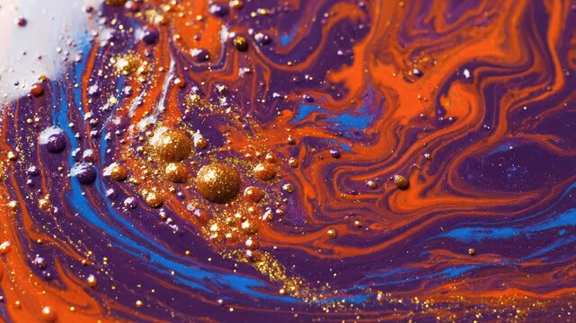 Abstract swirling paint with glitter